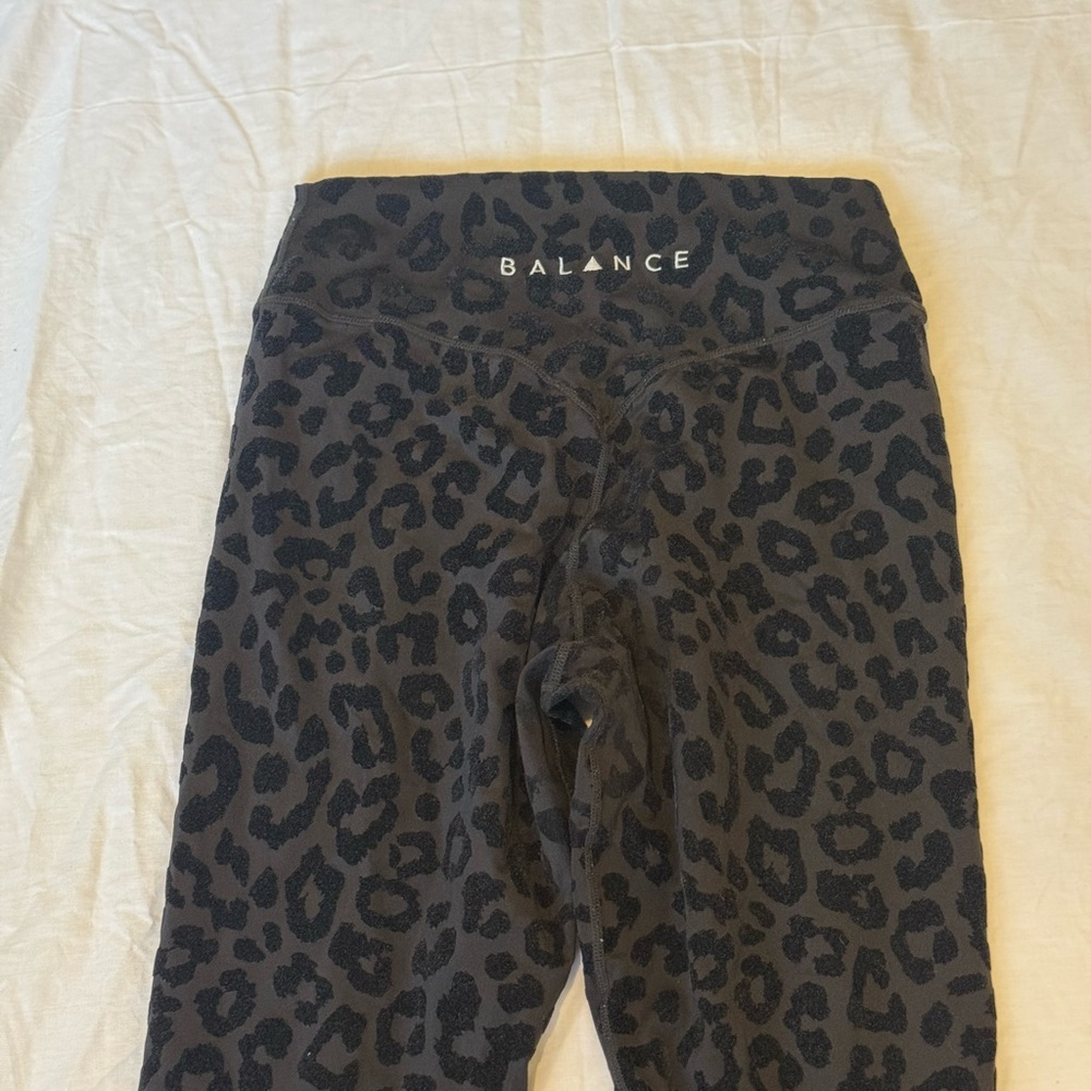 Balance Athletica Black lux velour leopard print leggings